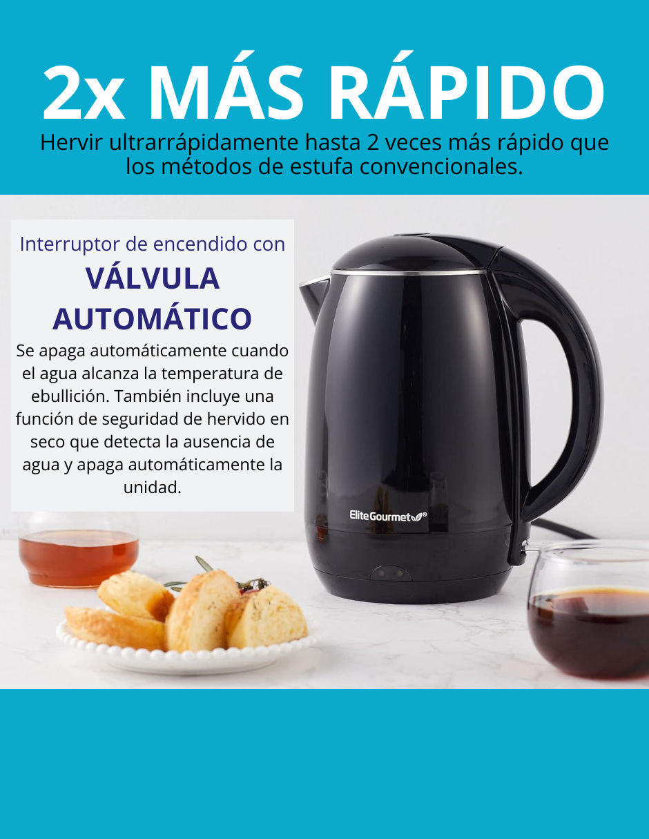 Foto 4 | Hervidor De Agua Elite Gourmet Base Giratoria De 360° 1.8 Lt