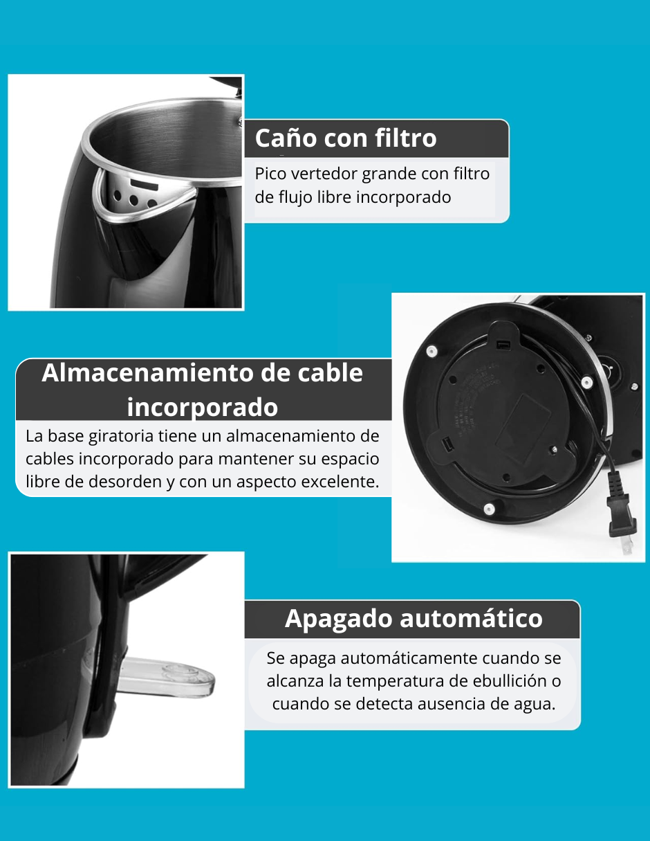 Foto 5 | Hervidor De Agua Elite Gourmet Base Giratoria De 360° 1.8 Lt