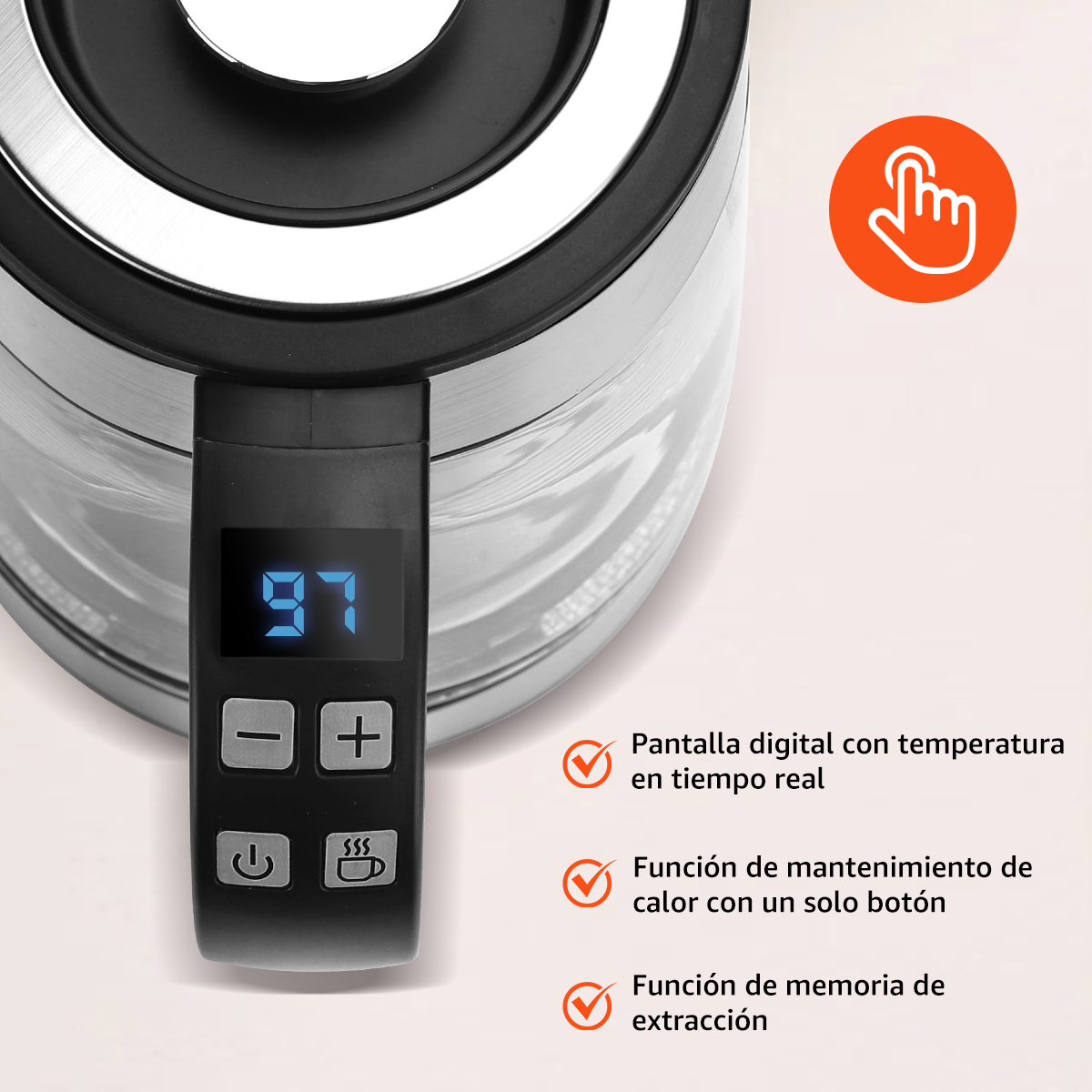 Foto 4 | Tetera Eléctrica De Vidrio Con Infusor 1.7l 1200w Aigostar