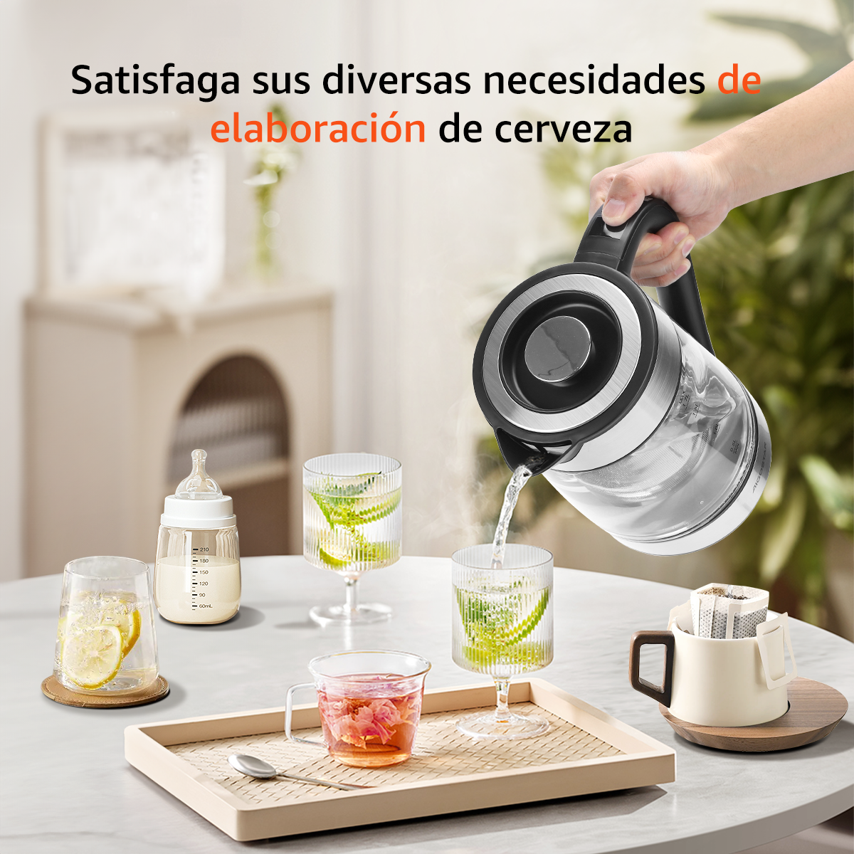 Foto 6 | Tetera Eléctrica De Vidrio Con Infusor 1.7l 1200w Aigostar