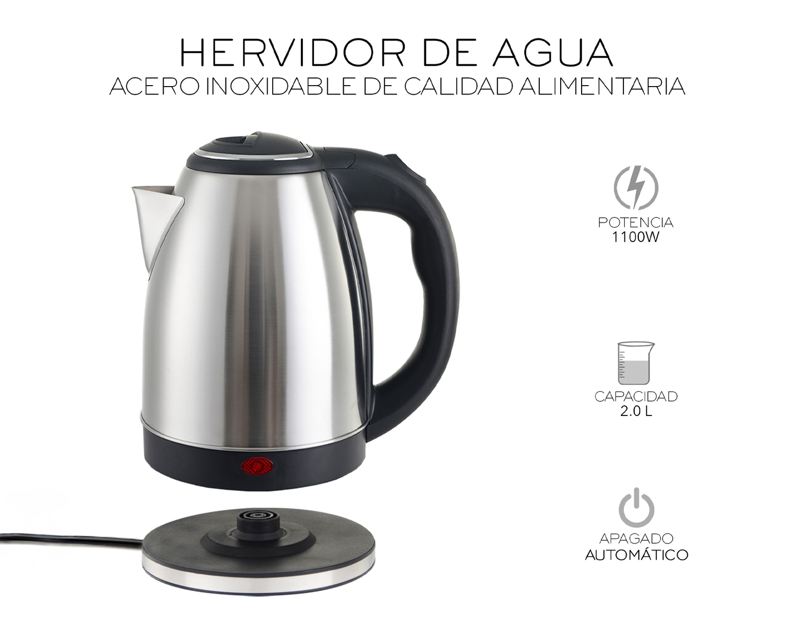 Foto 3 pulgar | Hervidor Eléctrico Basitex Acero Inoxidable