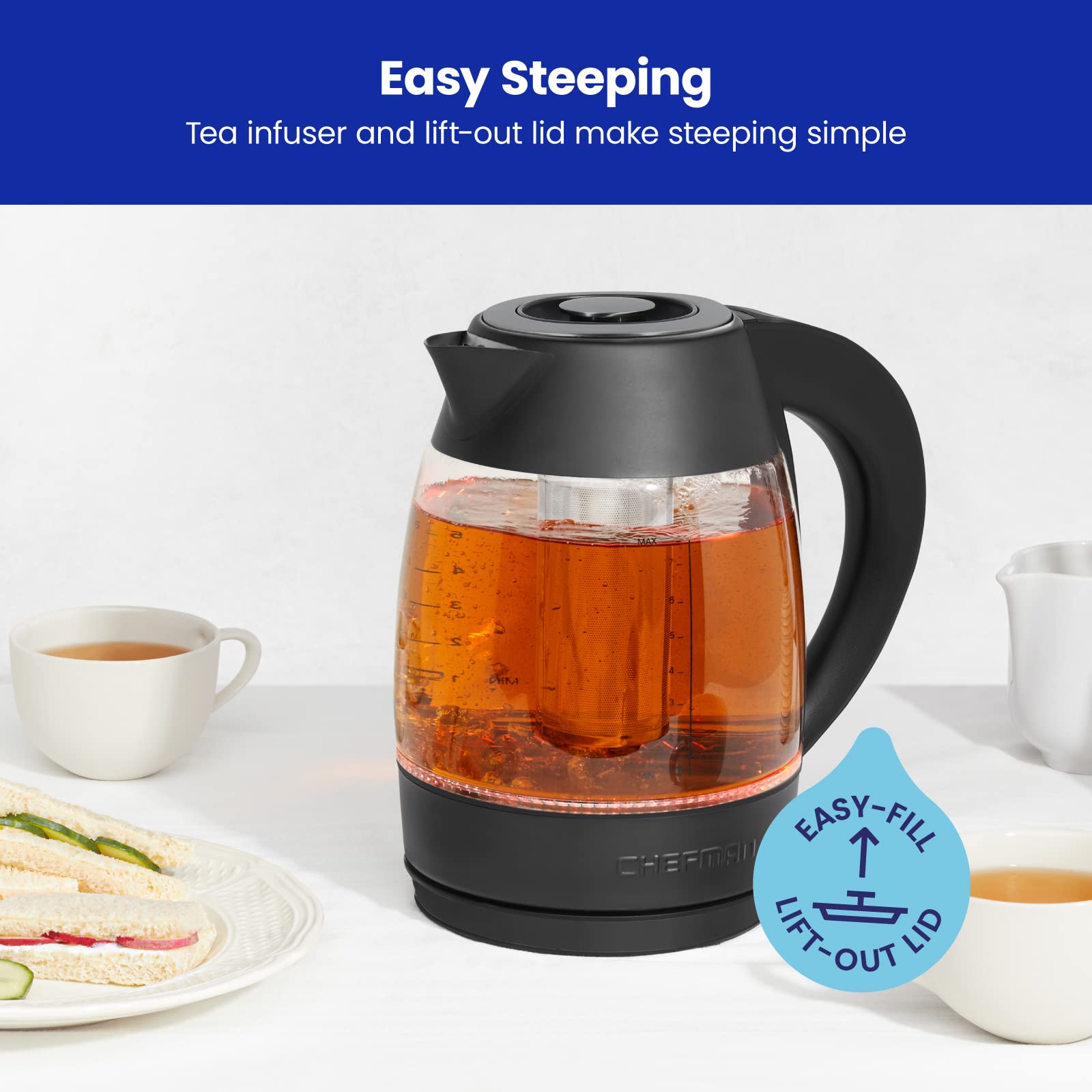 Foto 5 pulgar | Hervidor Eléctrico Chefman Digital 1.8l Rapid Boil 1500w Negro - Venta Internacional.