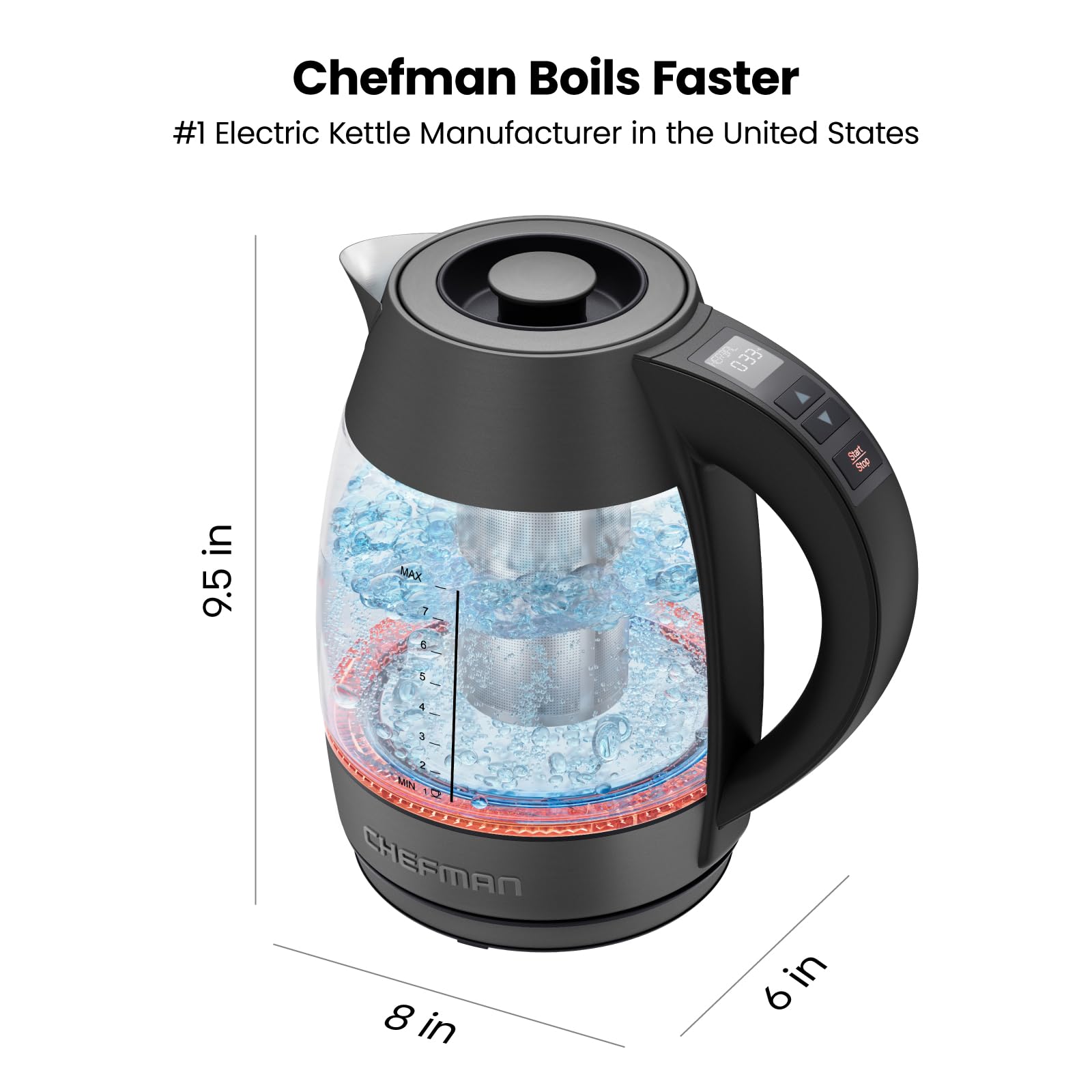 Foto 8 pulgar | Hervidor Eléctrico Chefman Digital 1.8l Rapid Boil 1500w Negro - Venta Internacional.