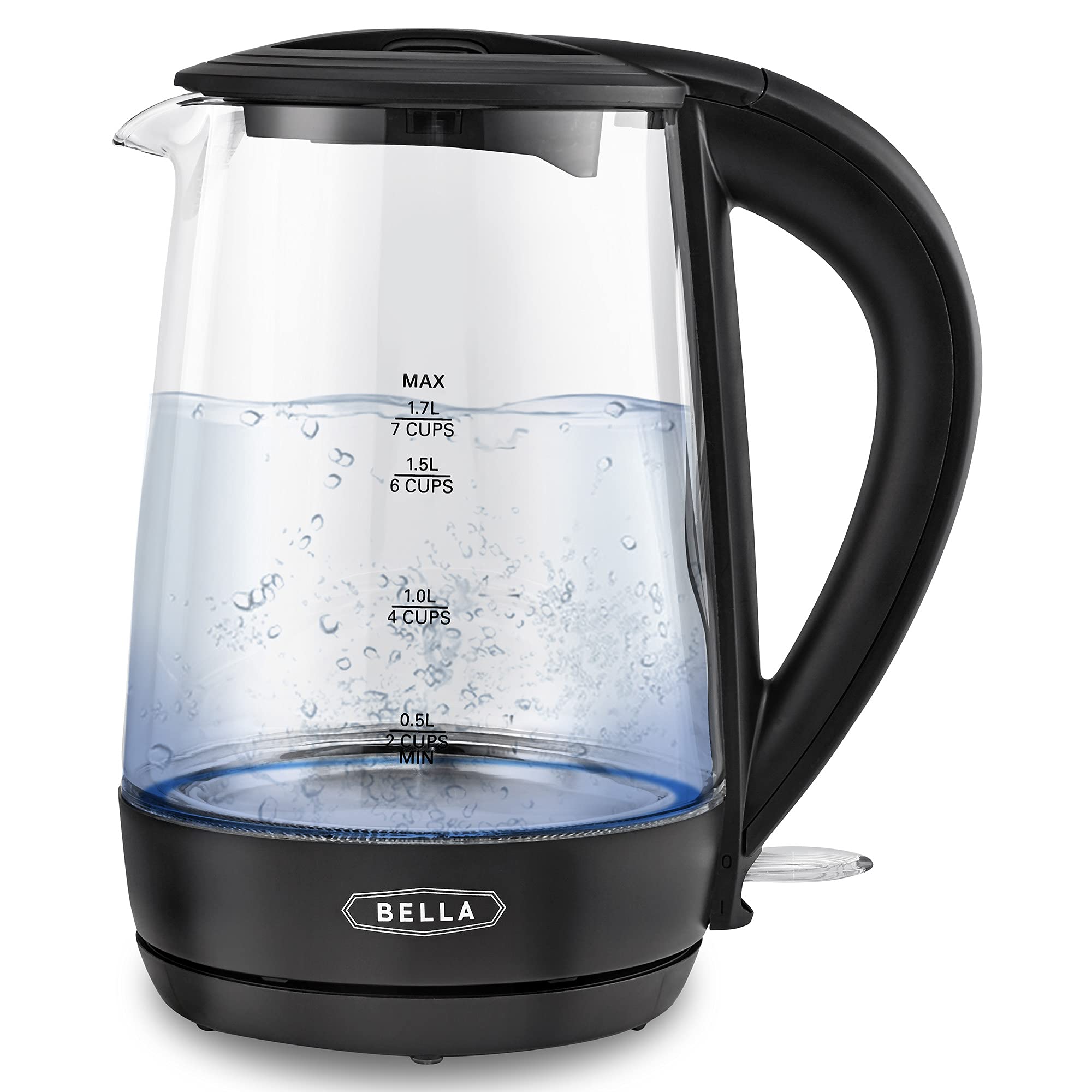 Hervidor Eléctrico Bella De Vidrio De 1.7 L, 1500 W, Apagado Automático, Negro - Venta Internacional.