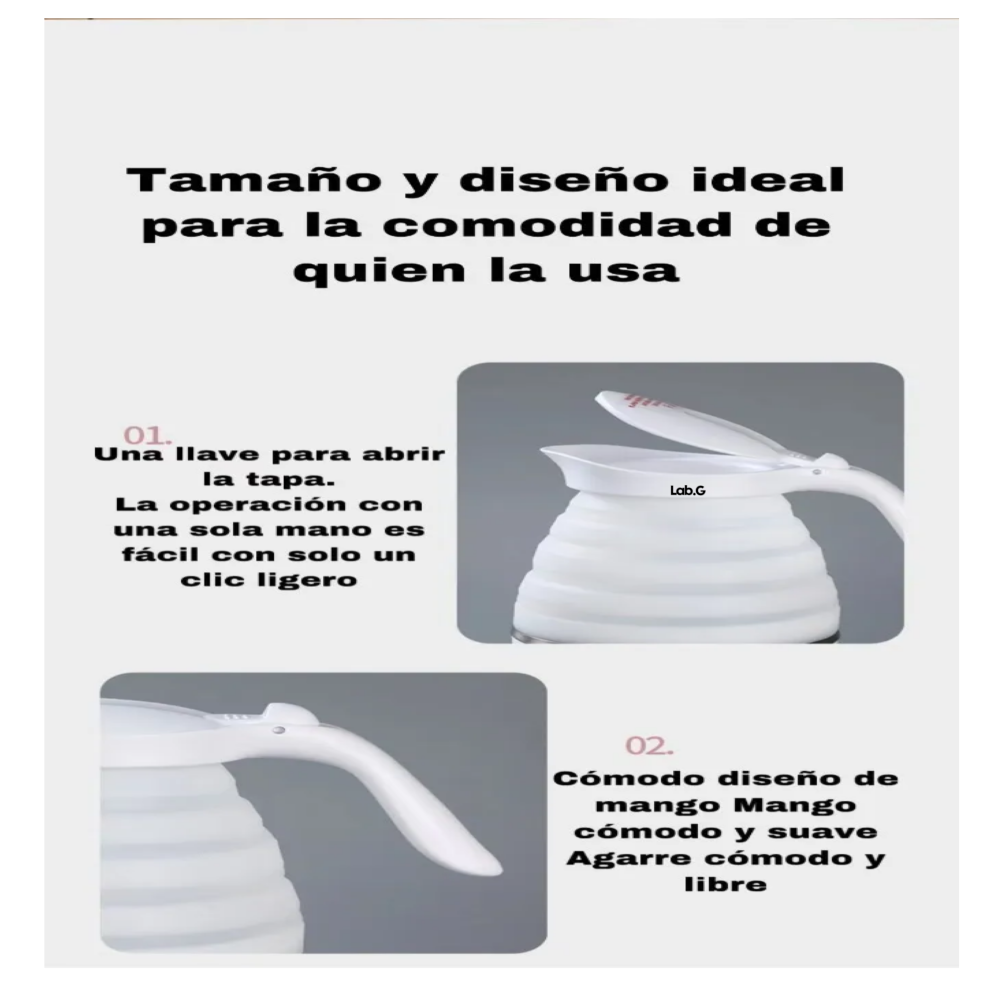 Foto 4 pulgar | Tetera Jarra Eléctrica Lab.g  Hervidor Agua Plegable Pava Portátil Rosa