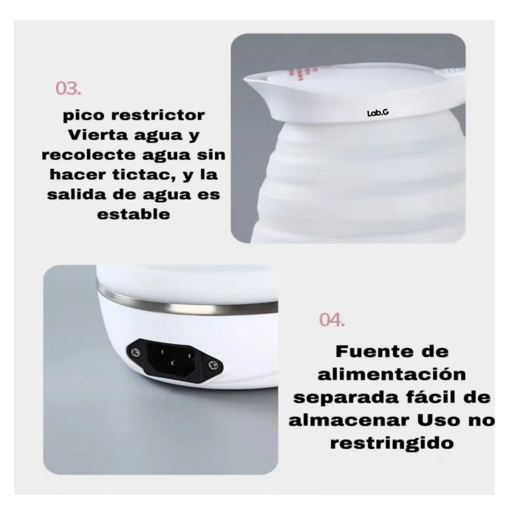 Foto 5 pulgar | Tetera Jarra Eléctrica Lab.g  Hervidor Agua Plegable Pava Portátil Rosa