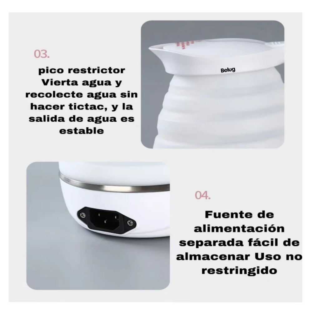 Foto 5 pulgar | Tetera Jarra Eléctrica Belug Hervidor Agua Plegable Pava Portátil Rosa