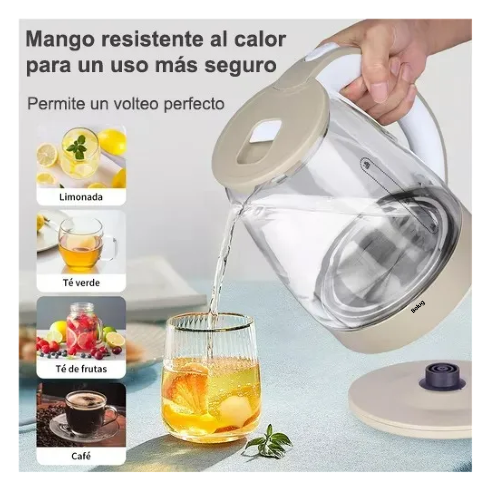 Foto 4 pulgar | Tetera Eléctrica Transparente Belug Hervidor Eléctrico 1.8l Transparente Beige