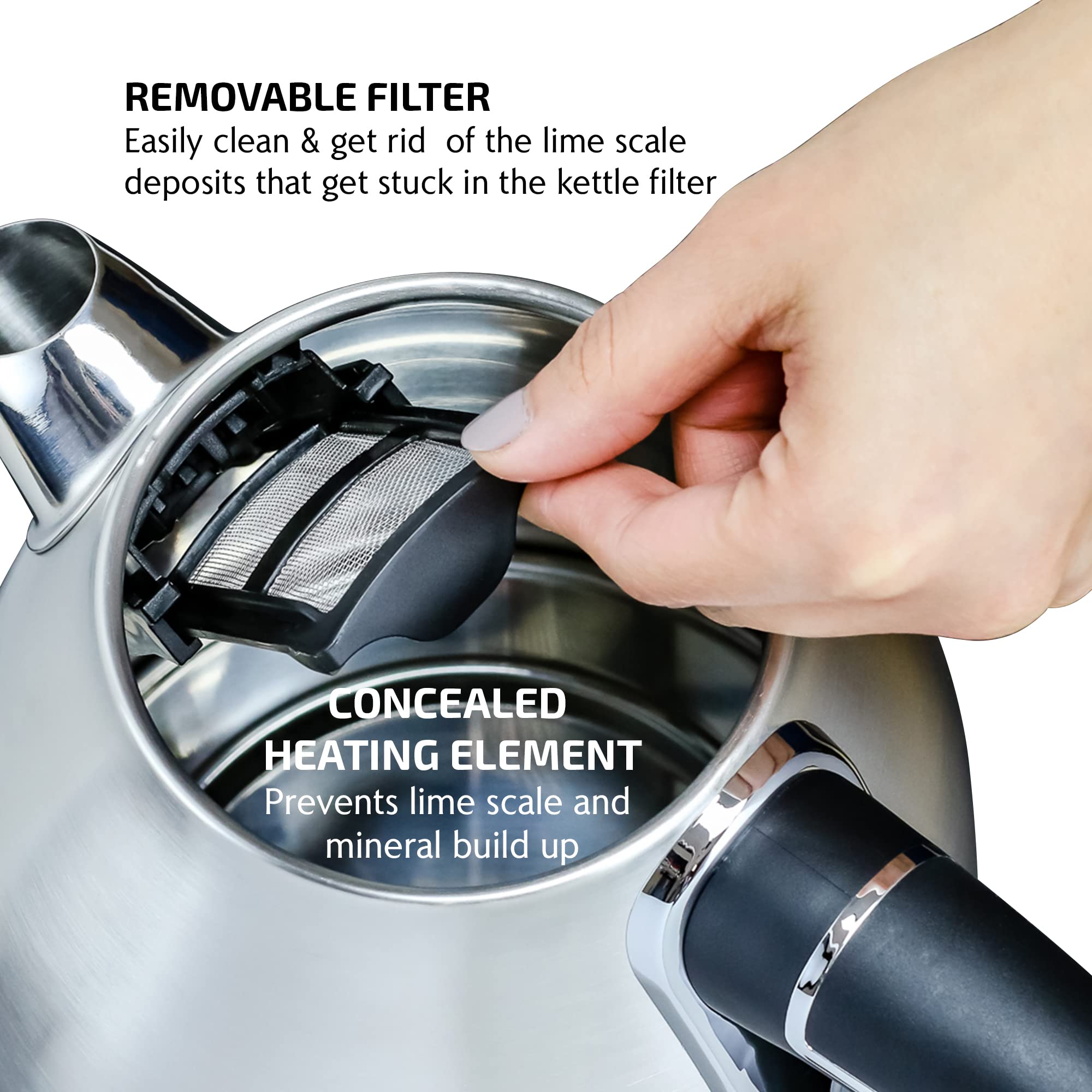 Foto 4 | Hervidor Eléctrico Ovente 1.7l 1500w Acero Inoxidable Plateado Ks777s - Venta Internacional.