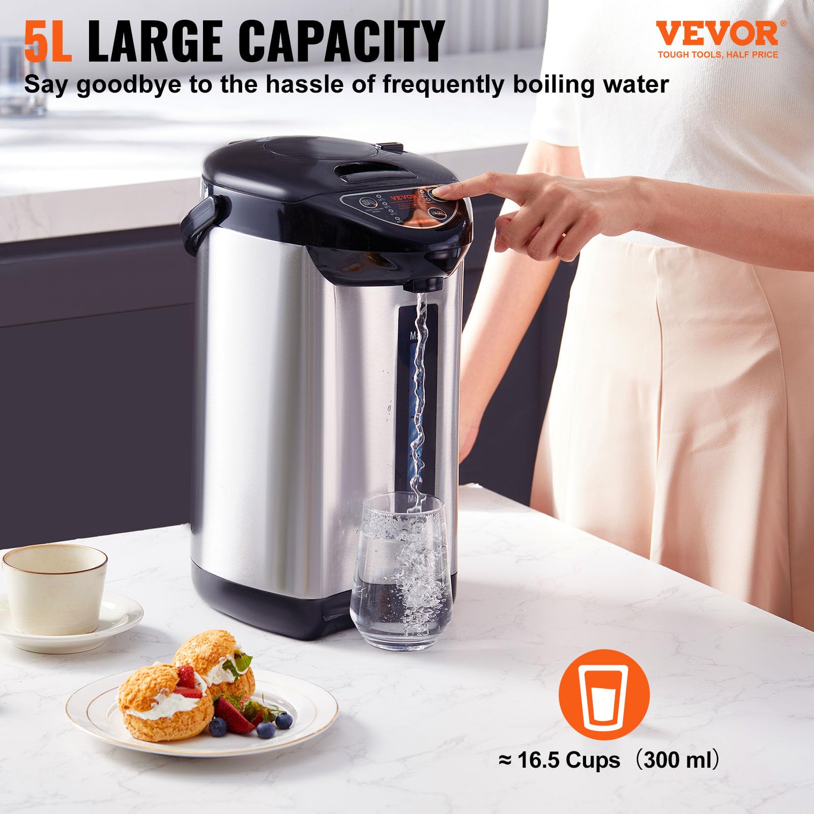 Foto 2 | Dispensador De Agua Caliente Vevor 5 L/5000 Ml, 4 Temperaturas, Acero 304 - Venta Internacional.