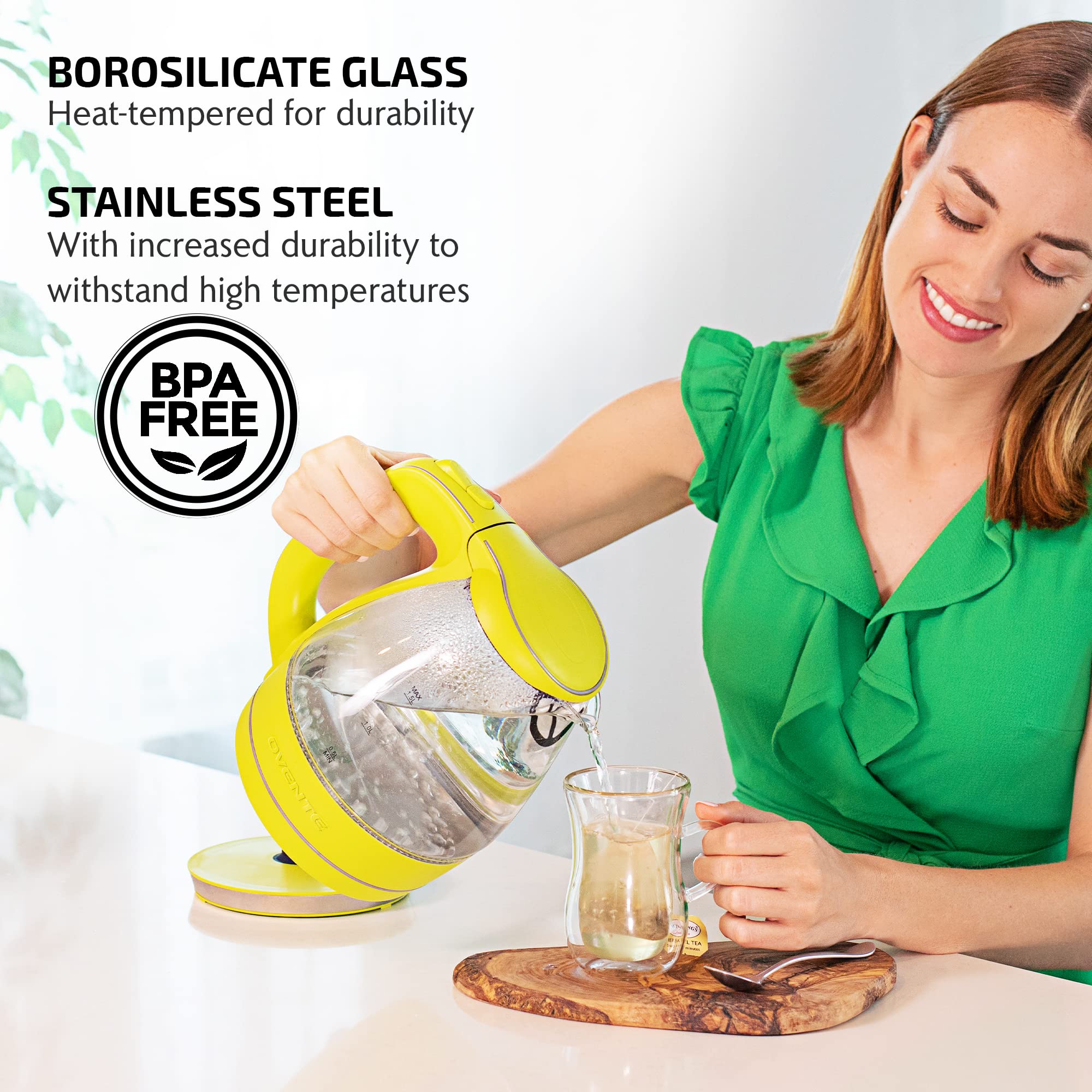 Foto 4 pulgar | Hervidor Eléctrico Ovente Kg83g 1.5l De Vidrio Borosilicato Verde - Venta Internacional.
