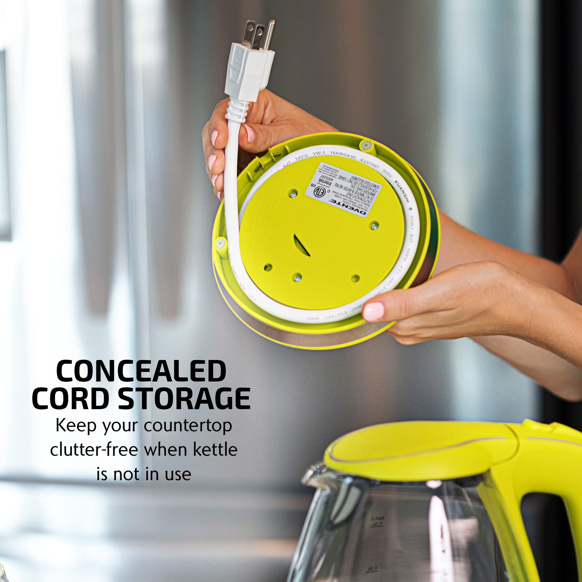 Foto 6 | Hervidor Eléctrico Ovente Kg83g 1.5l De Vidrio Borosilicato Verde - Venta Internacional.