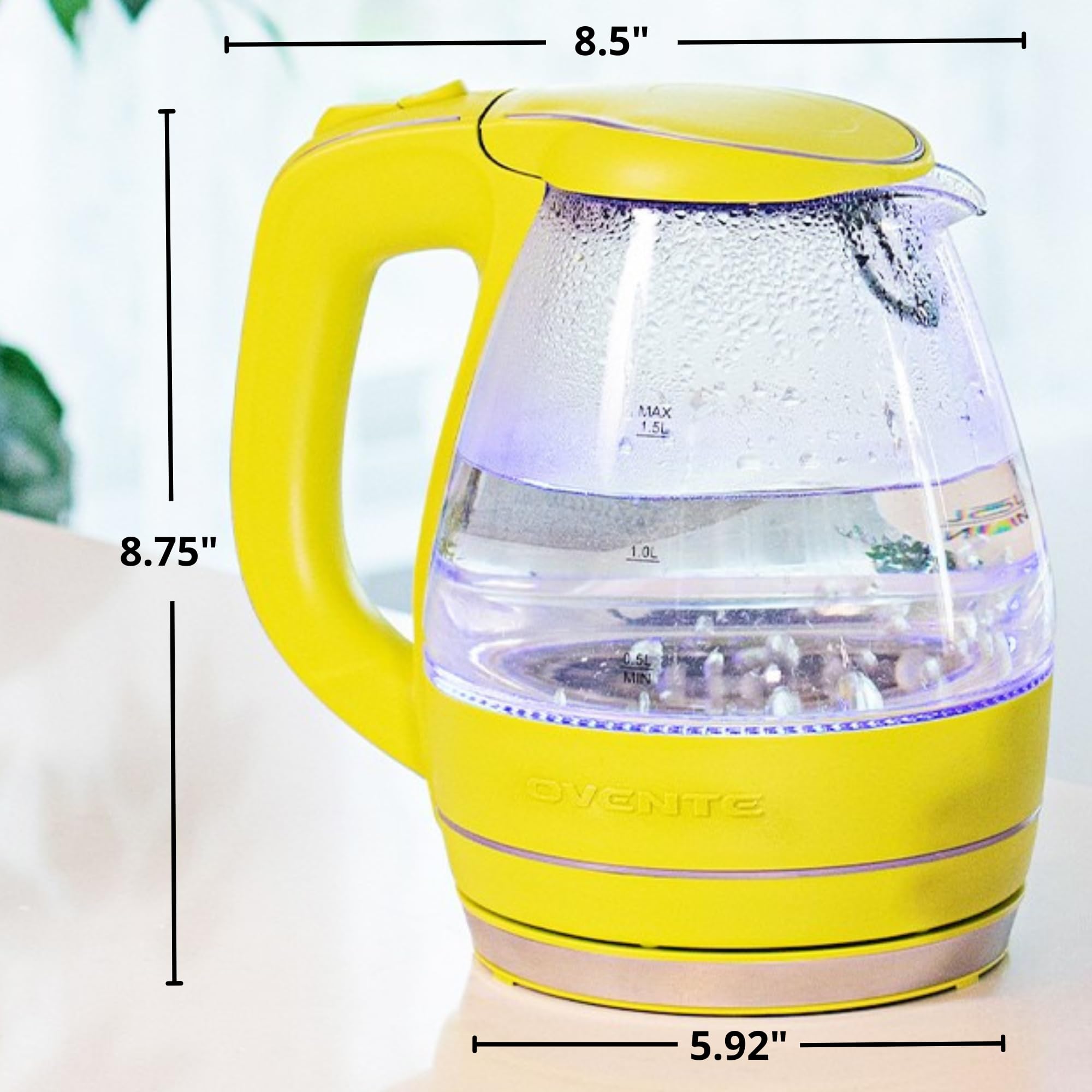 Foto 7 | Hervidor Eléctrico Ovente Kg83g 1.5l De Vidrio Borosilicato Verde - Venta Internacional.
