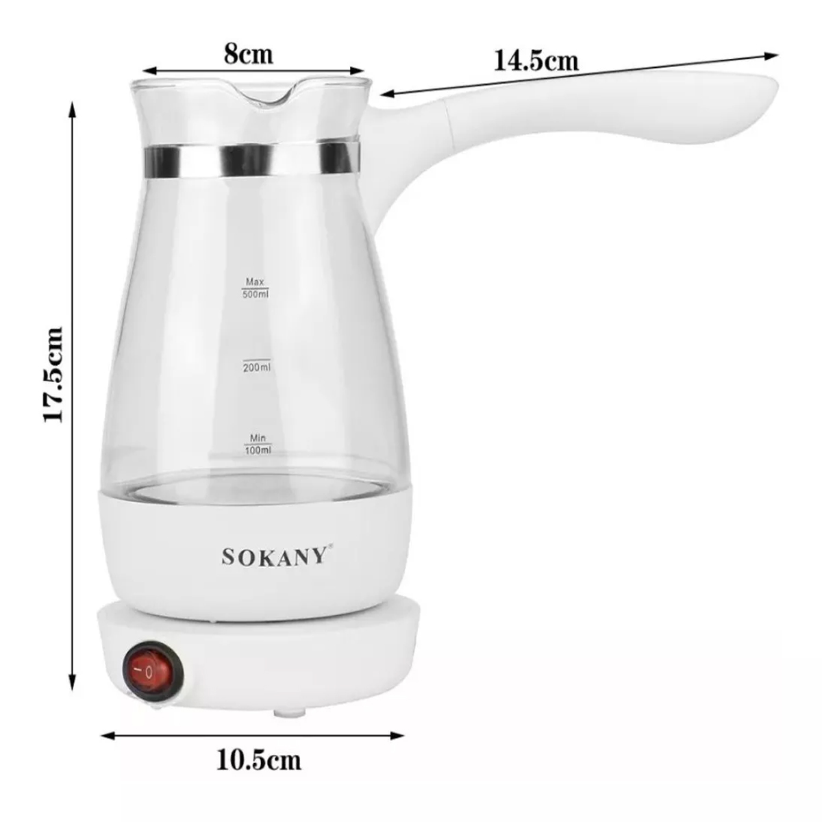 Foto 6 pulgar | Cafetera Tetera Eléctrica De Vidrio Sokany De 500ml Jarra De Cristal