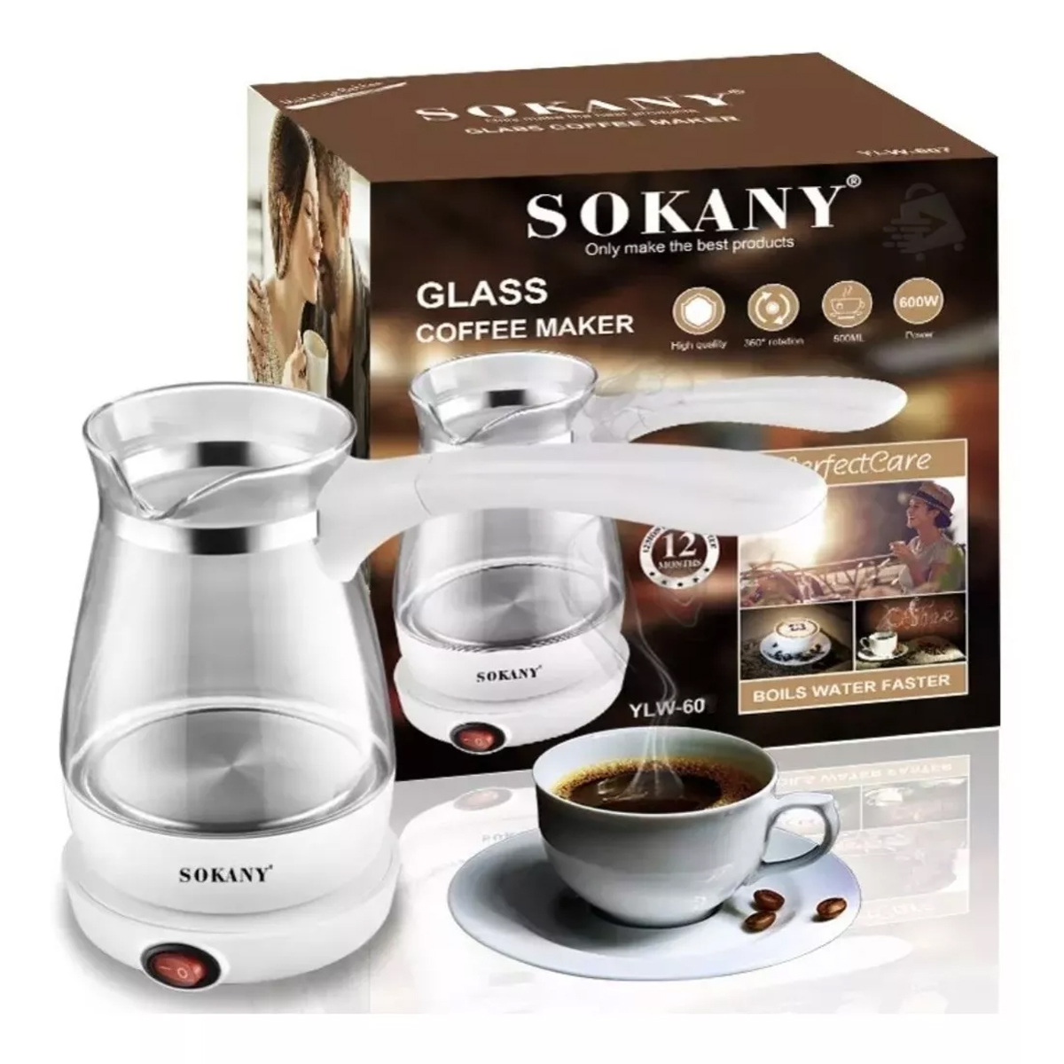 Foto 9 pulgar | Cafetera Tetera Eléctrica De Vidrio Sokany De 500ml Jarra De Cristal