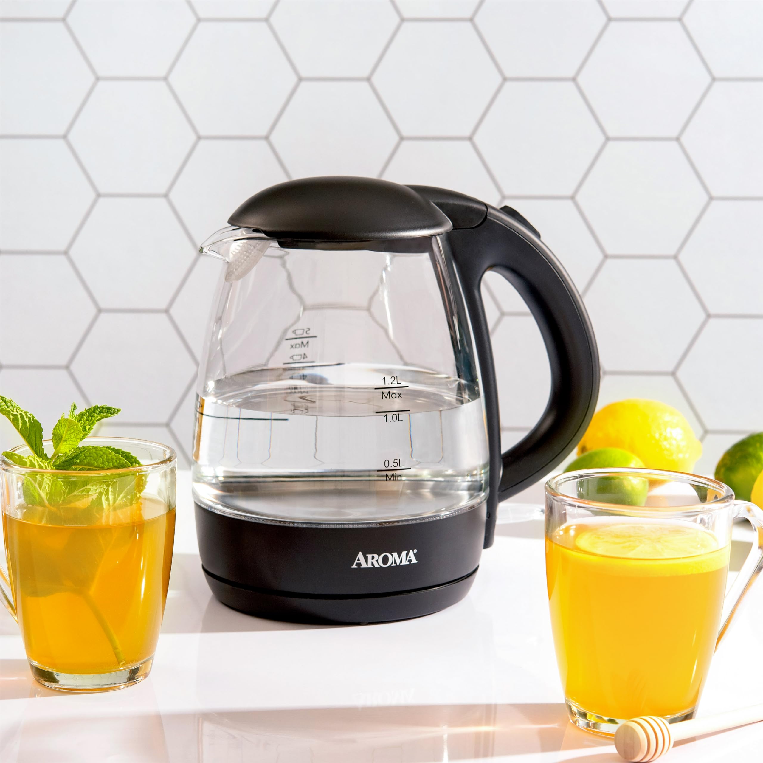 Foto 6 | Hervidor Eléctrico Aroma Awk-151b De Vidrio Negro  1 2 L  5 Tazas - Venta Internacional.
