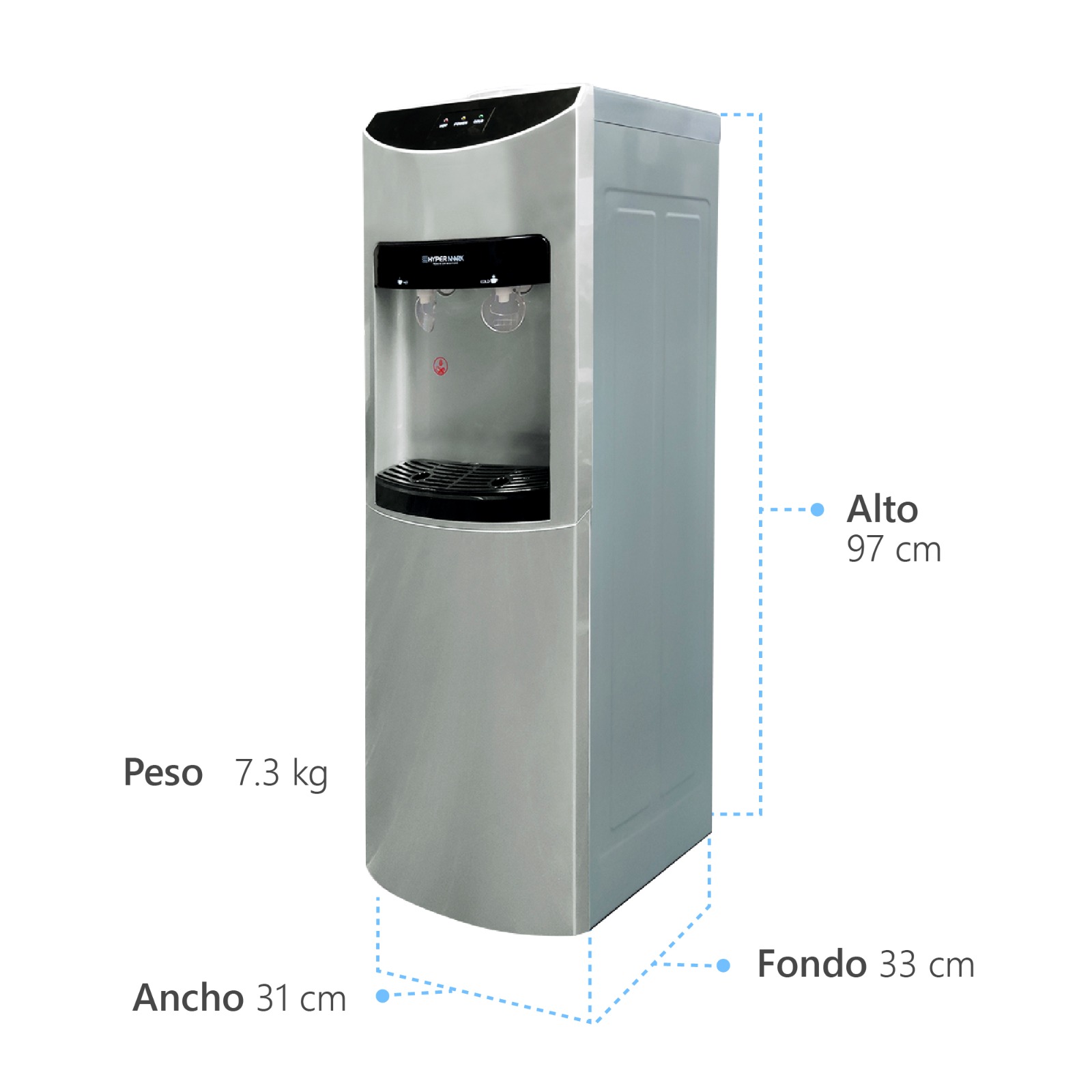 Foto 2 | Dispensador De Agua Hypermark Cleanwater Hm0039w 2 Llaves Gabinete De Almacenamiento Gris