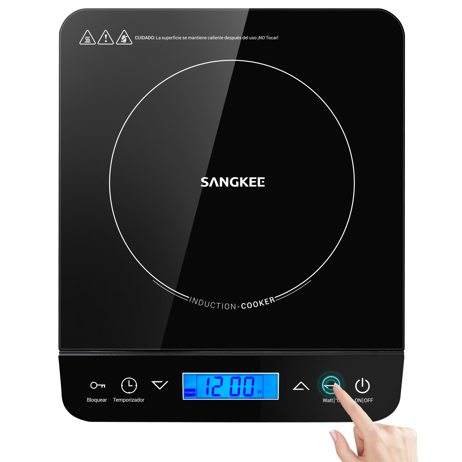 Parrilla de Inducción Sangkee K100065 color Negro Estufa Magnética para Casa 120V