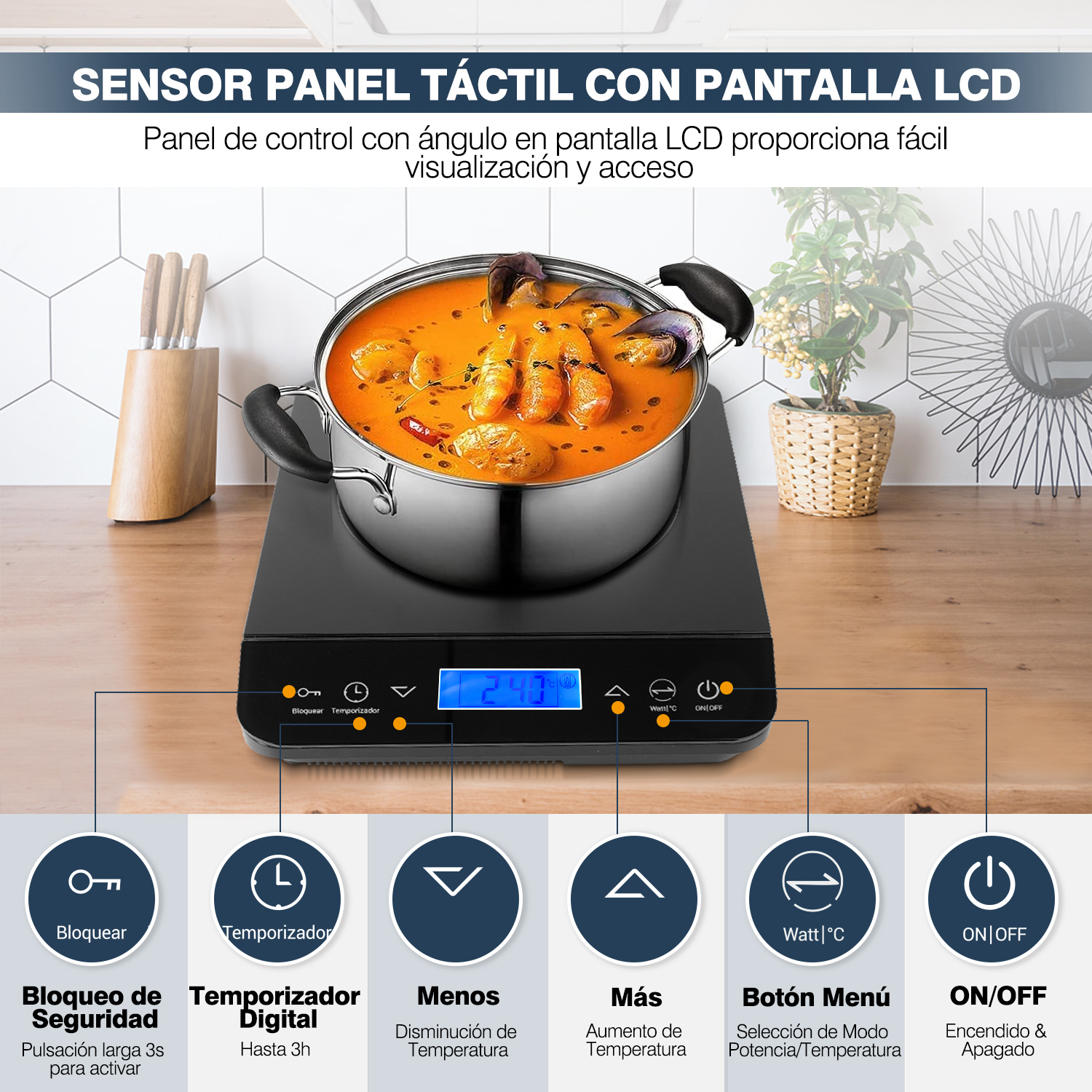 Foto 3 | Parrilla de Inducción Sangkee K100065 color Negro Estufa Magnética para Casa 120V