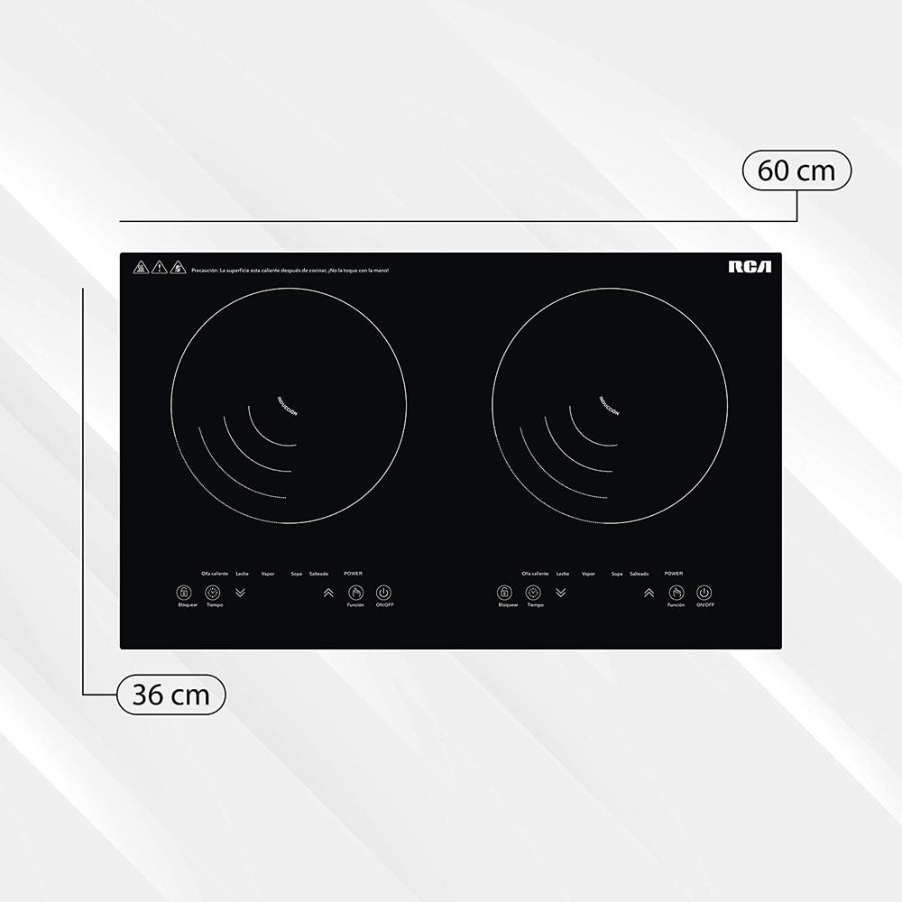 Foto 7 | Parrilla de Inducción de Cristal Templado con 2 Quemadores RCA RC-12a4 Negra