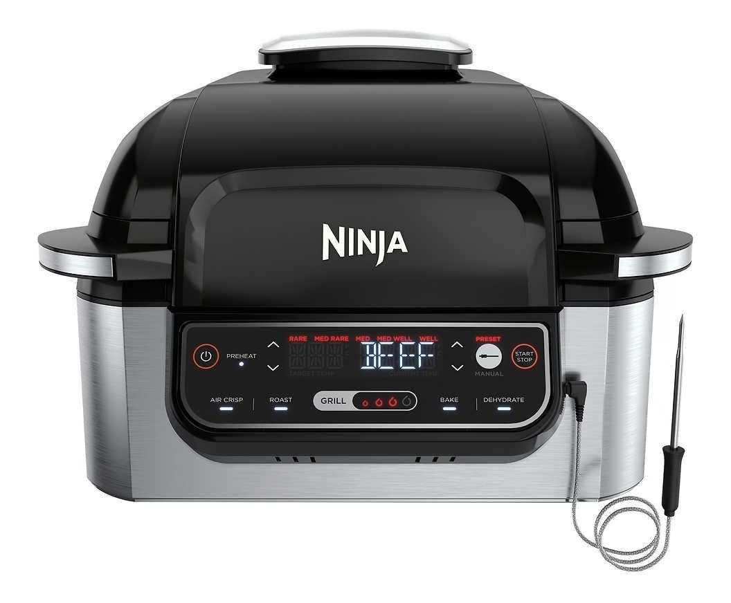 Ninja Foodi, Parrilla Eléctrica Para Interiores 5 En 1 4.5l