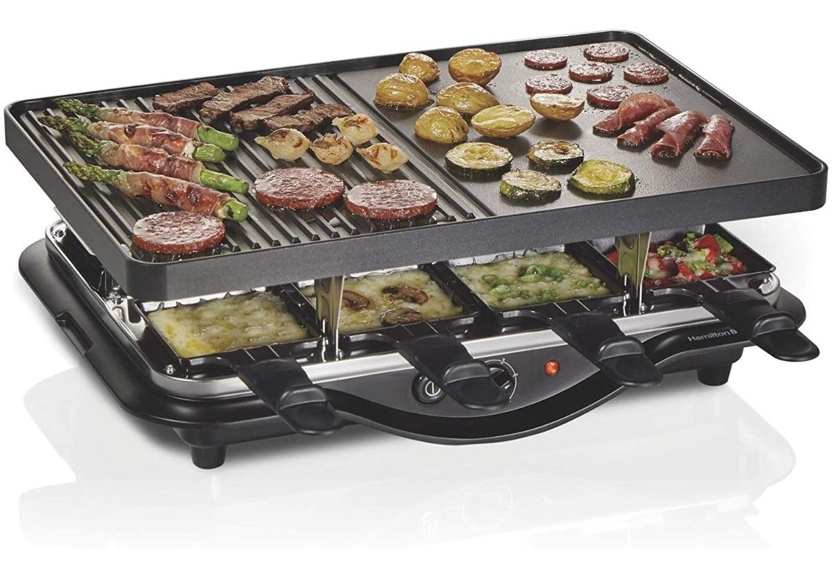 Parrilla De Raclette Antiadherente Carne Queso Fiesta Hamilt