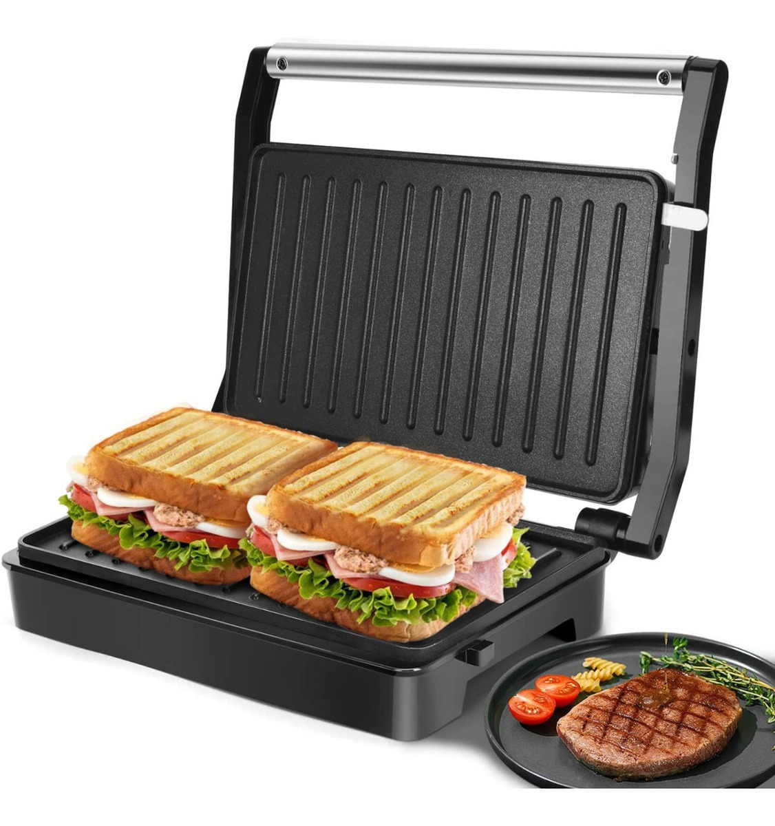 Parrilla Sandwichera Electrica Placa Plana Antiadherente