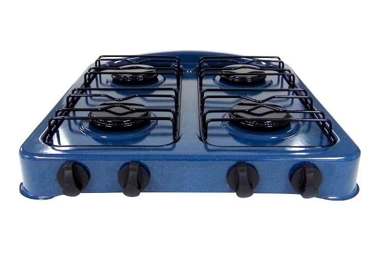 Parrilla Camping Porcelanizada 4 Quemadores Azul Fraga