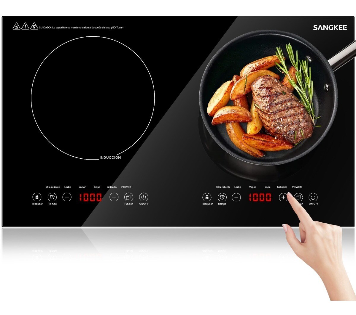 Parrilla Estufa De Inducción Doble Touch,4 Funciones Cocción $4,195
