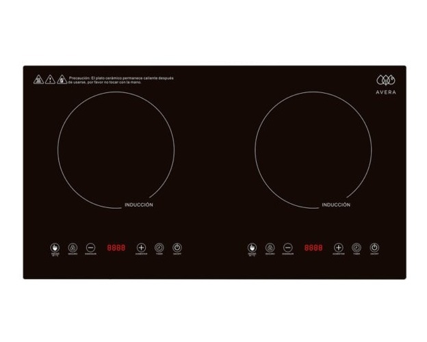 Parrilla De Inducción Noval Pi2q De Cristal Con 2 Quemadores