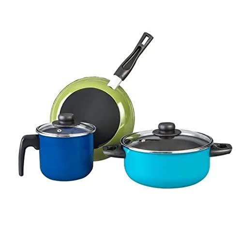 Parrilla Set De Cocina Cinsa Multicolor, 5 Piezas, Acero Vitrificado Sartén, Hervidor, Budinera, Tap