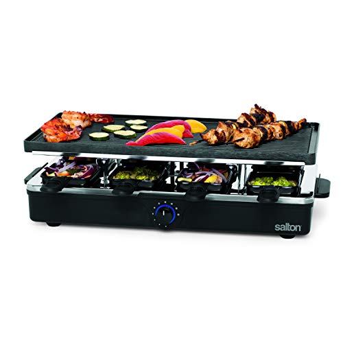 Parrilla Salton Tpg-315 -  Antiadherente Para Fiestas Y Raclette, Para 6 Personas, Negro, 8 Personas