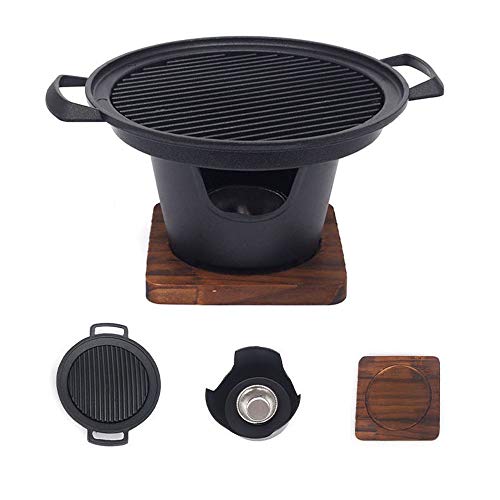 Parrilla  De Barbacoa De Estilo Japonés, Sartén De Carbón Portátil Con Base De Madera, Mini Sartén D