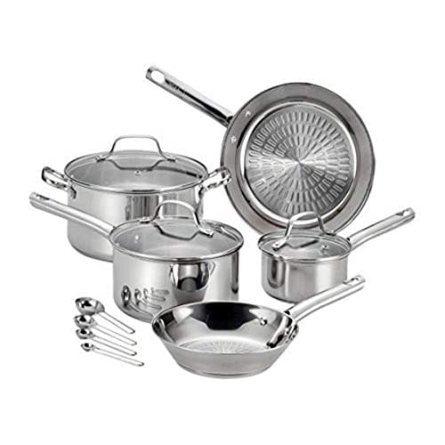 Parrilla T-fal E760sc Performa Batería De Cocina De 12 Piezas, Acero Inoxidable, Plateado, Manija De