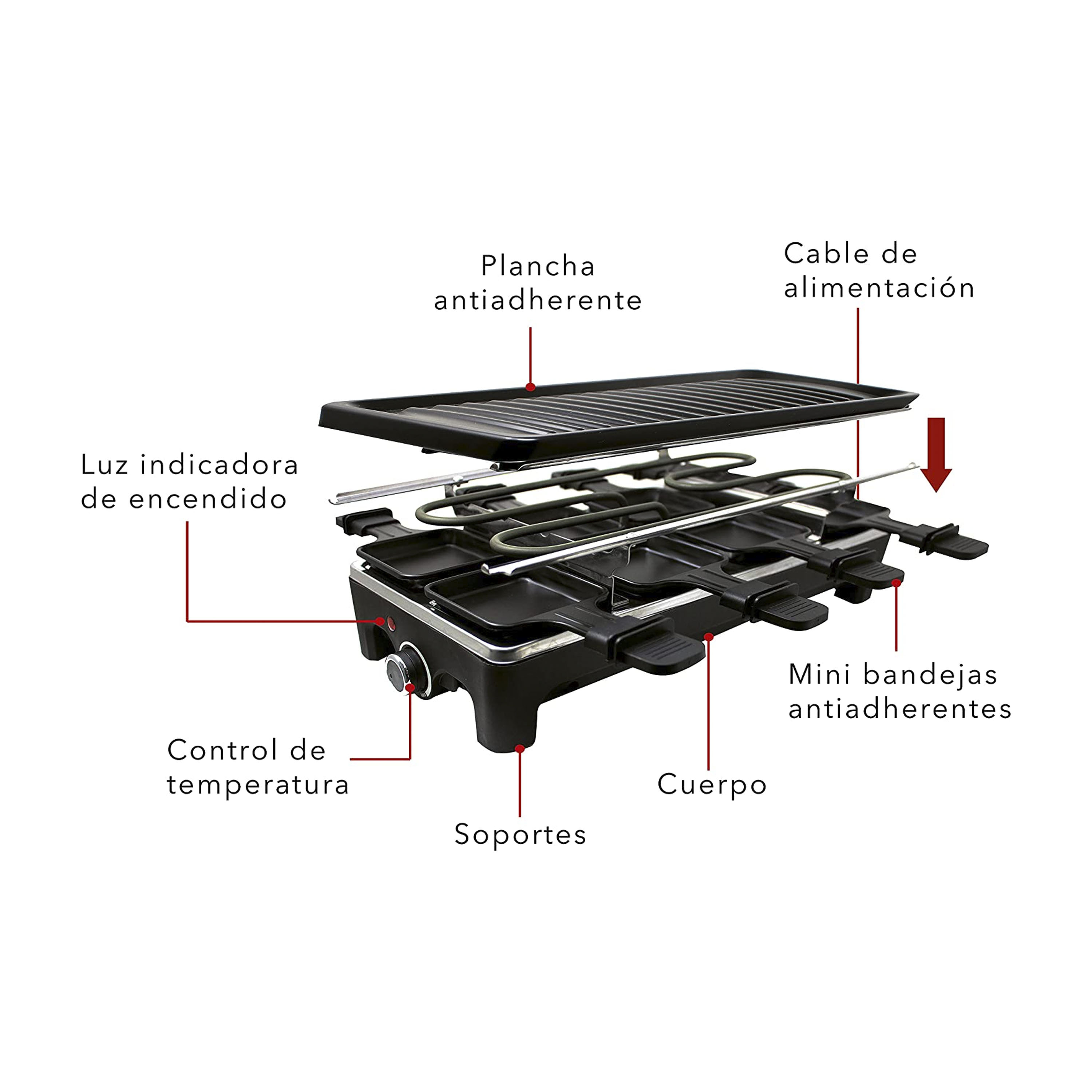 Foto 4 pulgar | Parrilla Raclette Antiadherente RCA RC-47 Negro