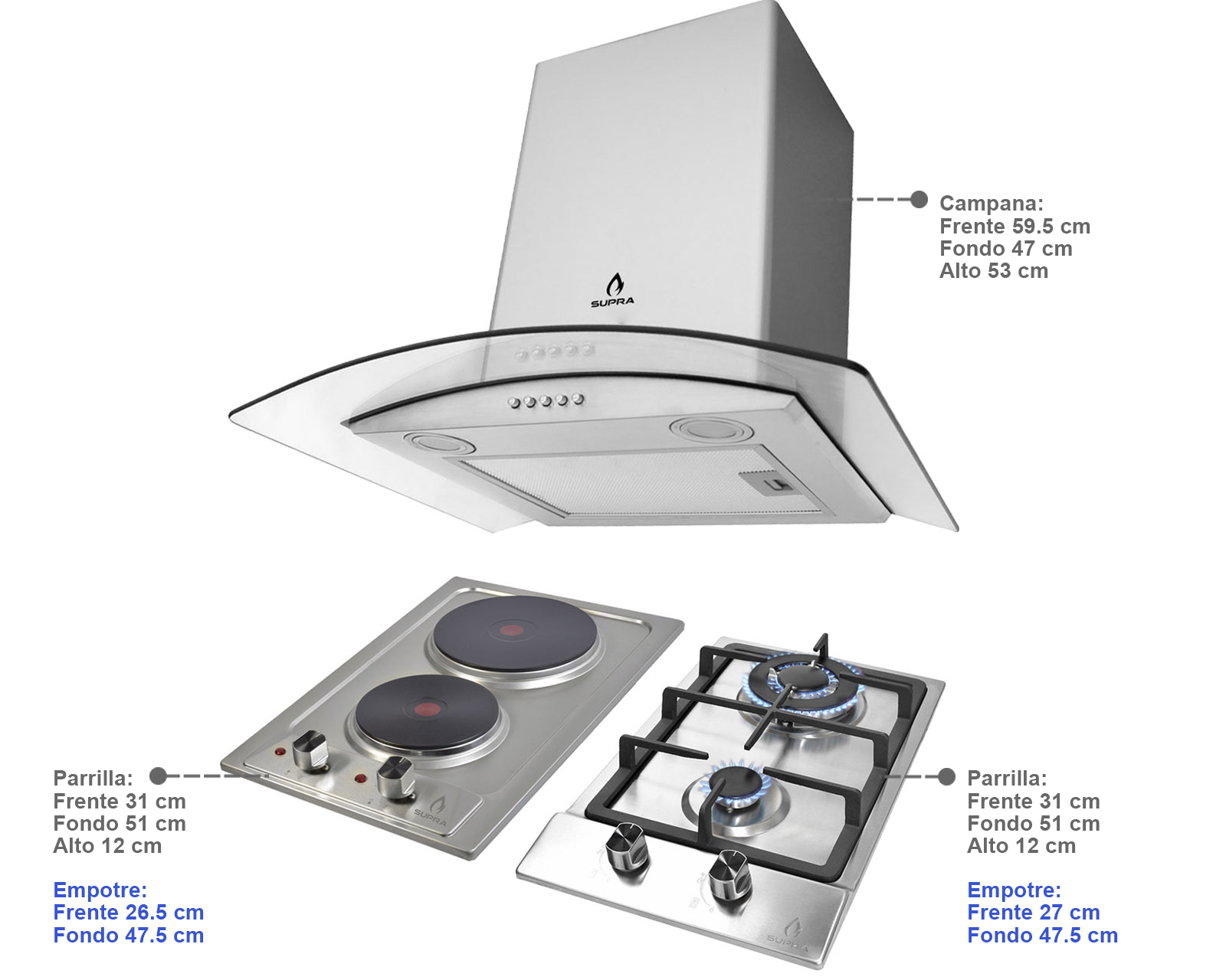 Foto 5 | Campana con Parrilla Eléctrica y de Gas Supra 3 Piezas