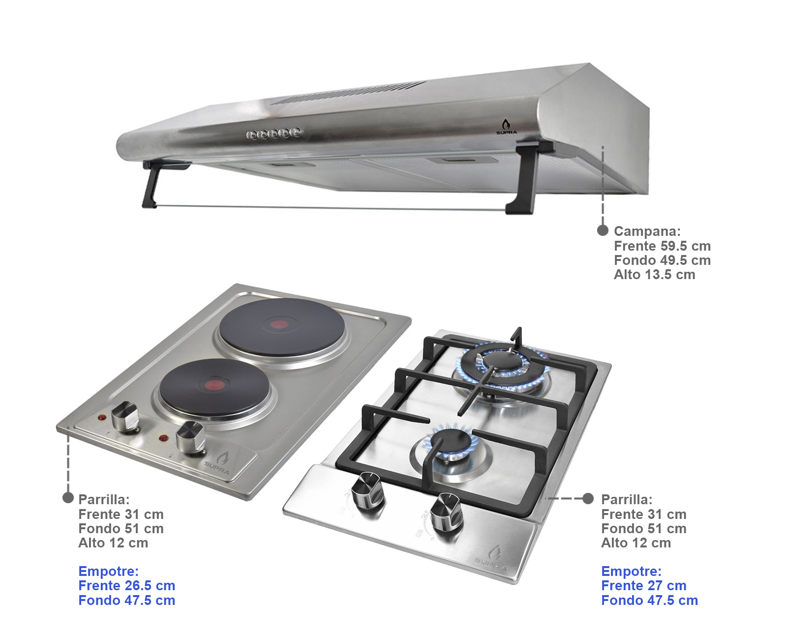 Foto 5 | Campana con Parrilla Eléctrica y de Gas Supra 3 Piezas