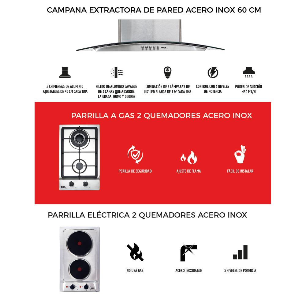 Foto 4 pulgar | Campana + Parrilla Eléctrica + Parrilla a Gas Disa Home 2 Quemadores