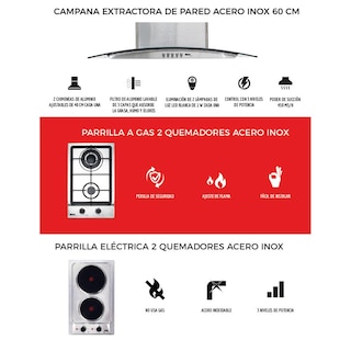 Foto 3 | Campana + Parrilla Eléctrica + Parrilla a Gas Disa Home 2 Quemadores