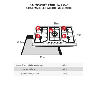 Foto 6 | Campana y Parrilla a Gas Disa Home 5 Quemadores