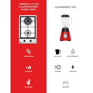 Foto 3 | Licuadora 2 Velocidades y Parrilla a Gas Disa Home 2 Quemadores