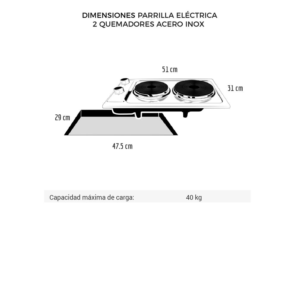 Foto 6 pulgar | Combo Disa Home Parrilla de Gas Parrilla Eléctrica y Campana de Pared Acero Inoxidable 60 Cm