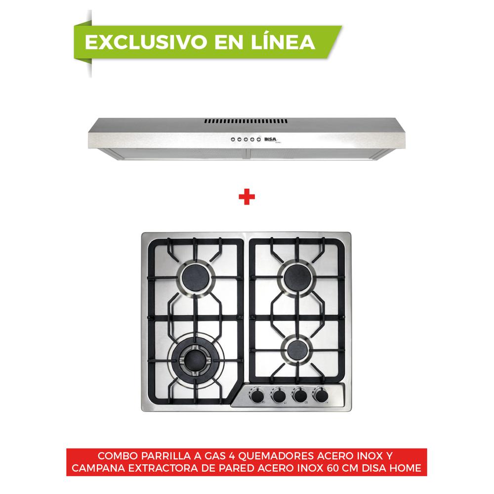 Foto 2 | Combo Disa Home Parrilla a Gas 4 Quemadores y Campana de Pared de Acero Inoxidable 60 C