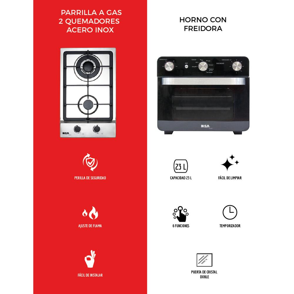 Foto 4 pulgar | Horno con Freidora y Parrilla a Gas Disa Home 2 Quemadores