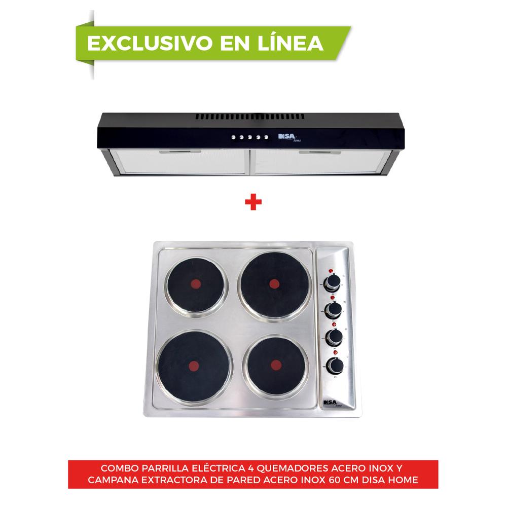 Foto 2 | Combo Disa Home Parrilla Eléctrica 4 Quemadores y Campana de Pared Acero Inoxidable