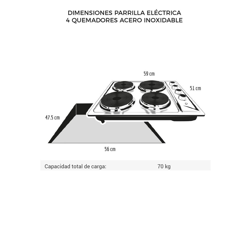 Foto 5 | Combo Disa Home Parrilla Eléctrica 4 Quemadores y Campana de Pared Acero Inoxidable