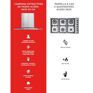Foto 4 | Campana y Parrilla a Gas Disa Home 6 Quemadores