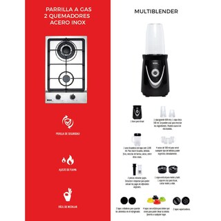 Foto 3 | Combo Disa Home Parrilla de Gas 2 Quemadores Acero Inoxidable y Multiblender 21 Accesorios