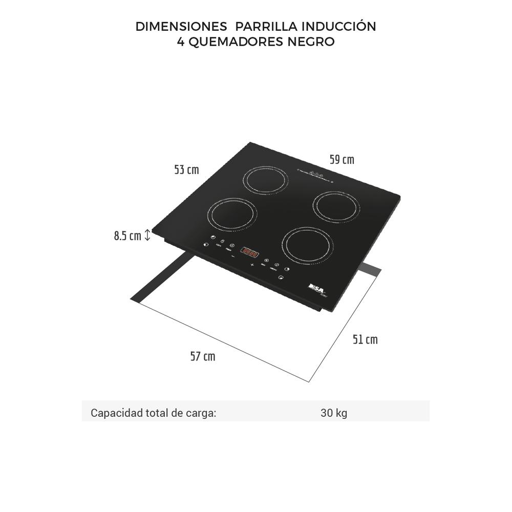 Foto 6 pulgar | Combo Disa Home Parrilla Inducción 4 Quemadores y Campana de Pared color Negro 80 cm