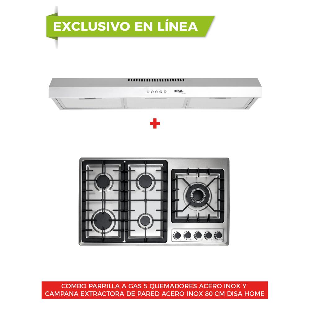 Foto 2 | Combo Disa Home Parrilla de Gas 5 Quemadores y Campana de Pared Acero Inoxidable 80 C